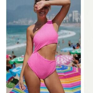 Beach Riot Celine One Piece Strawberry Moon Terry Pink Swimsuit Sz S